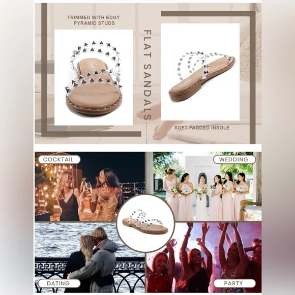 Cloudair slip on sandals size 10 NWOT memory foam! Tan/beige studs🎊Host pick 🔥 - Picture 5 of 5